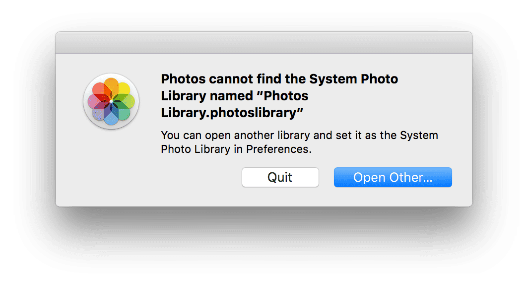 Screenshot: IPhoto will open and display an error immediately