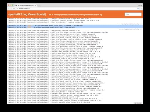 Screenshot: Mein OpenHAB-Log wenn jemand klingelt