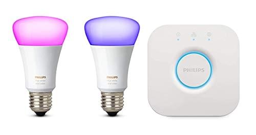 Philips Hue White und Color Ambiance E27 LED Lampe Starter Set, 2 Lampen