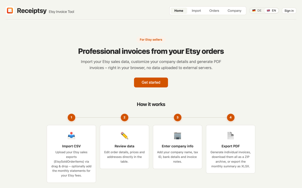 Receiptsy: turning Etsy orders into finished PDF invoices