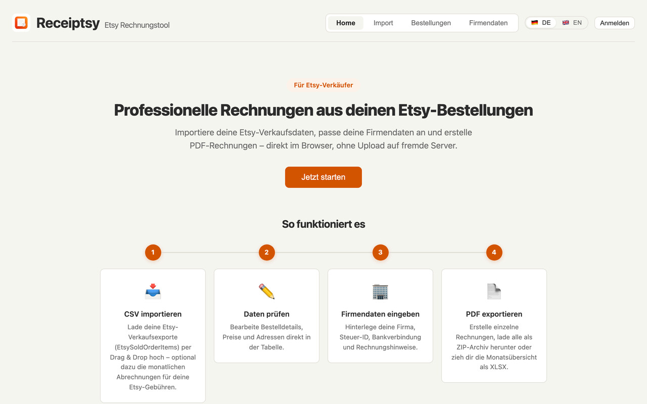 Receiptsy: aus Etsy-Bestellungen werden fertige PDF-Rechnungen